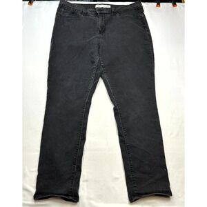 Levi's Signature Mid Rise Straight‎ Jeans Womens Size 18M Black Denim Stretch